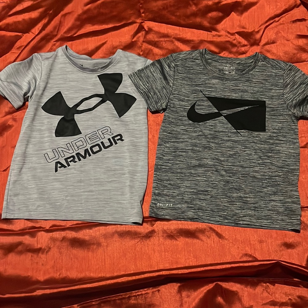 Boys Under Armour and Nike dri-fit tops